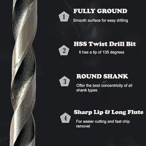 High-Strength 4-Flute Serrated Eccentric Drill Bit Kit - (Set of 13)